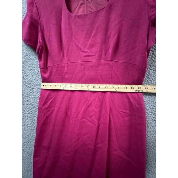 Casual Corner Dress womens 14 Pink Linen Blend Short Sleeve Lined Breathable USA - Picture 9 of 14